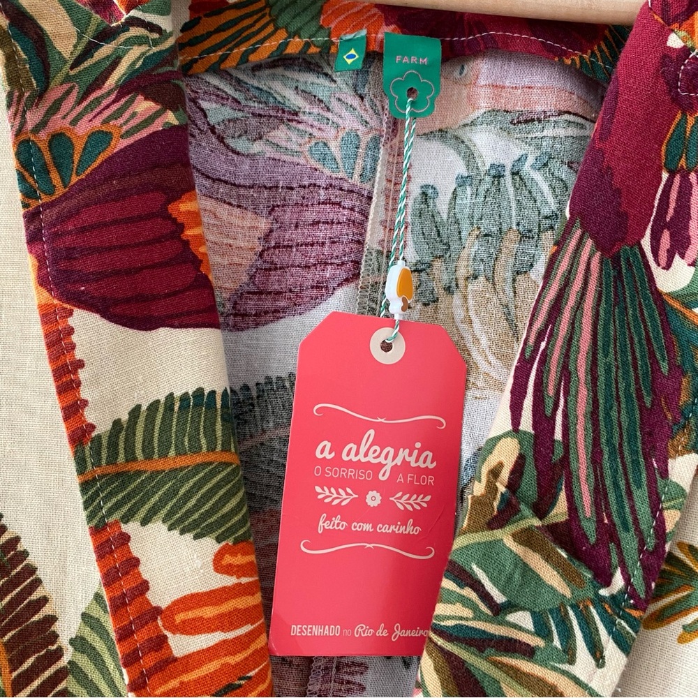BNWT FARM Rio Tropical Cream Blazer with Green, Orange & Burgundy Print - Picture 7 of 10